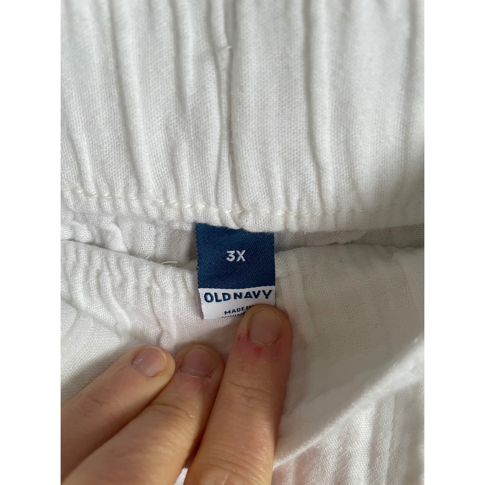 Old Navy 3X White Cotton Gauzy Wide Leg Pull On Pants Coastal Stretch Beachy - Picture 3 of 10